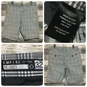 Empyre Relaxed Fit Plaid Shorts Men’s 32 Black Gray (Inseam 10)